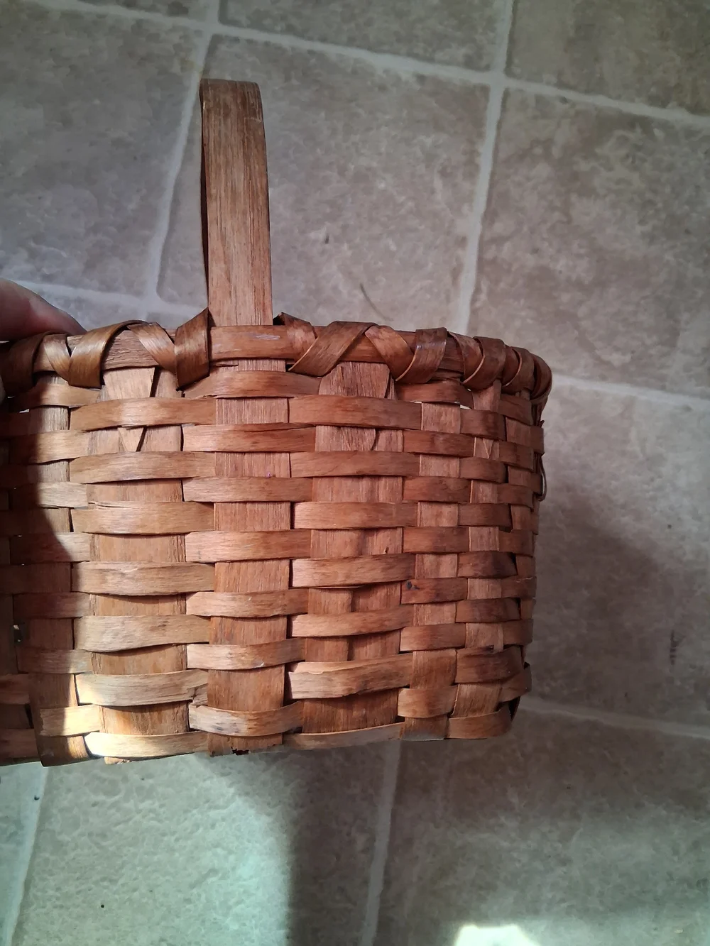 Vintage Handwoven Basket with Handle